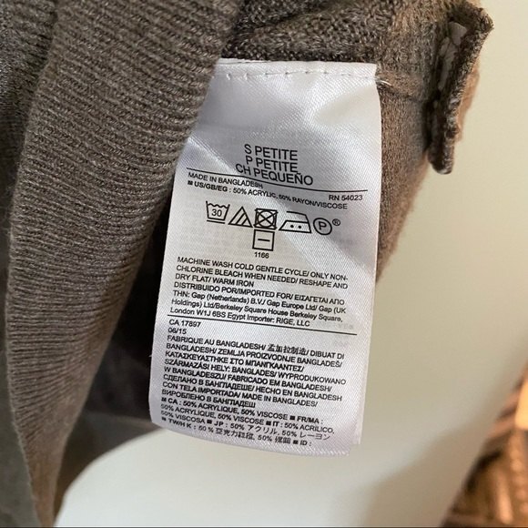 Banana Republic Sweater Brown Tan Crew Neck Long Sleeve Side Zipper Small Petite - Picture 2 of 7